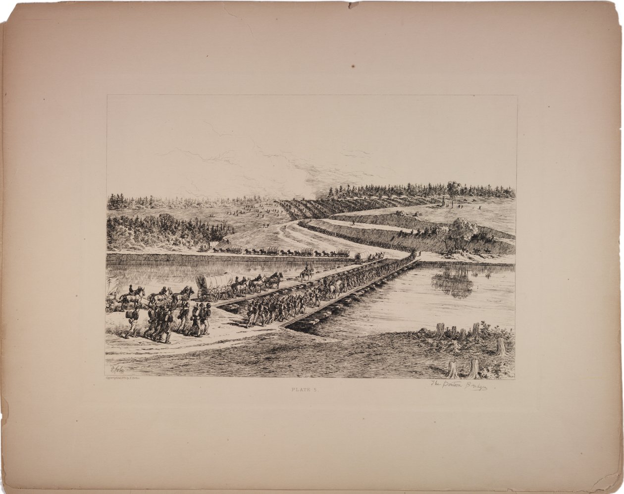 Die Pontonbrücken, 1876 von Edwin Austin Forbes