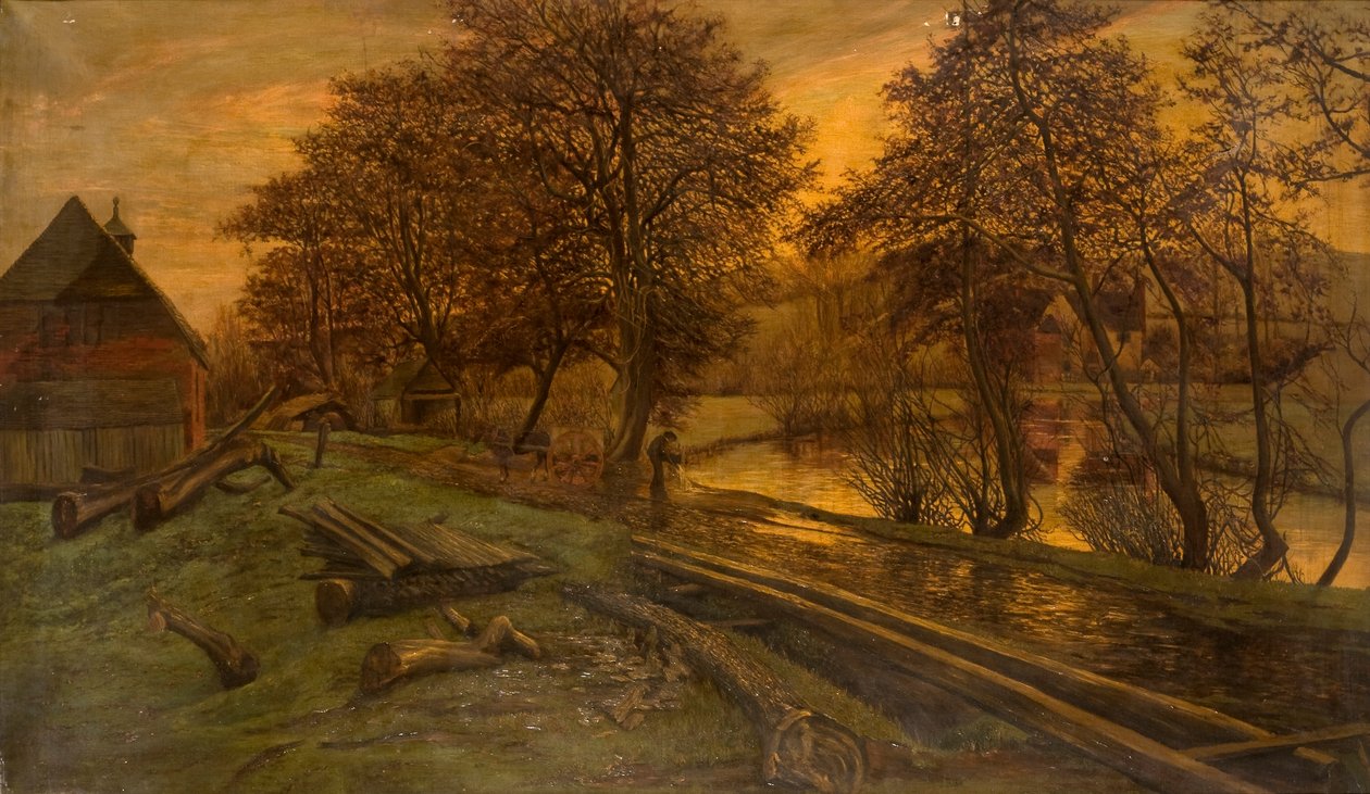Ein Holzlager am Wey, Guildford von Edwin Edwards