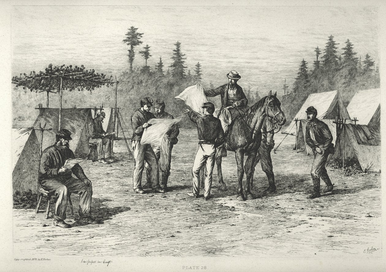 Zeitungen im Lager von Edwin Austin Forbes