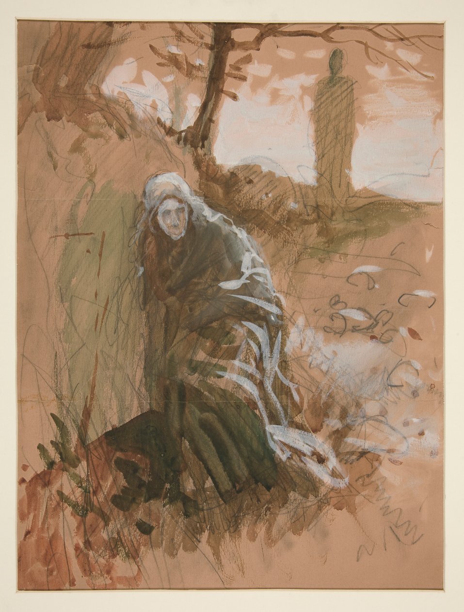 Figur im Wald - nicht identifizierte Illustration von Edwin Austin Abbey