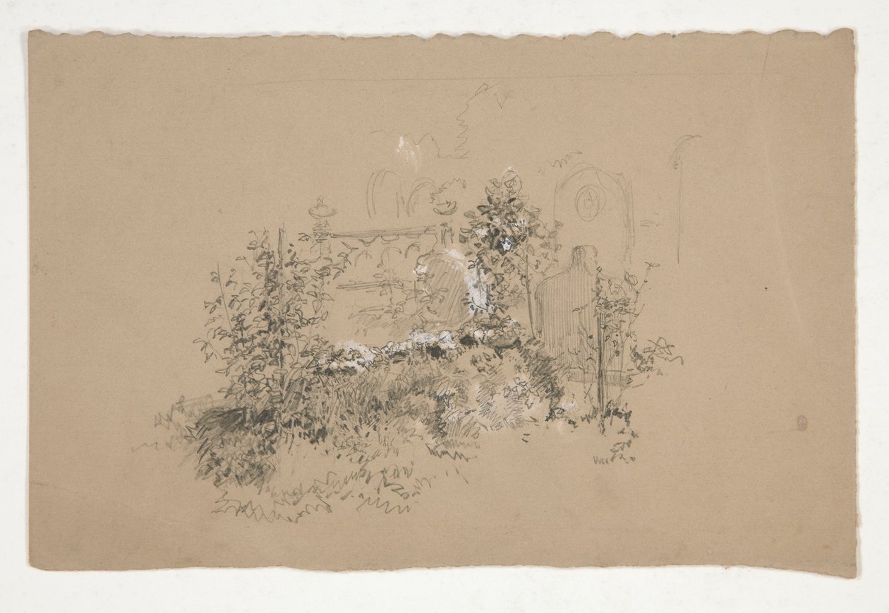 Verwachsener Garten(?) Friedhof(?) von Edwin Austin Abbey