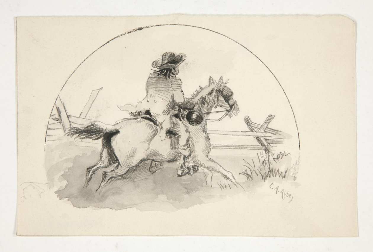 Unidentifizierte Illustration [Mann zu Pferd] von Edwin Austin Abbey