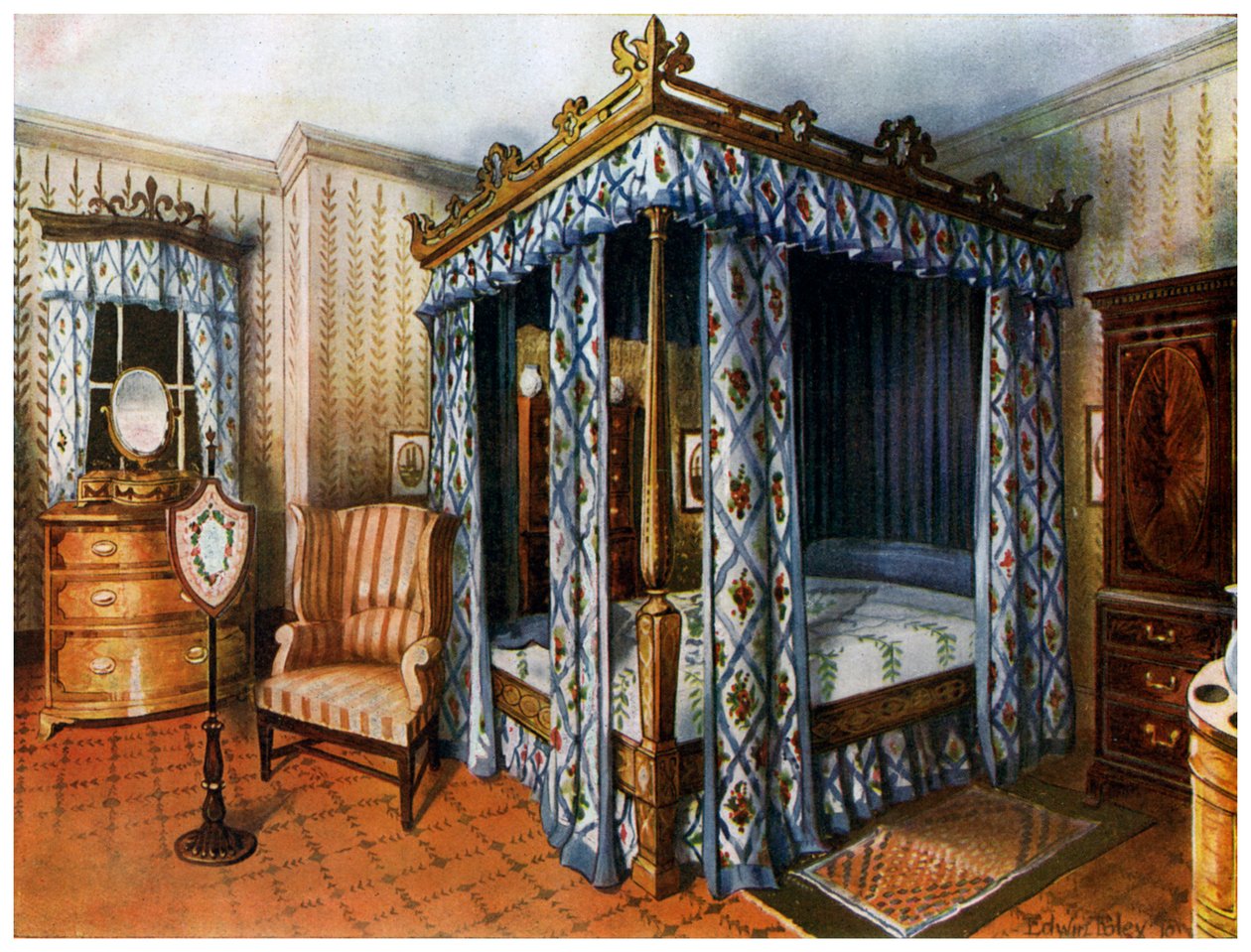 Ein Hepplewhite-Schlafzimmer, 1911-1912 von Edwin Foley
