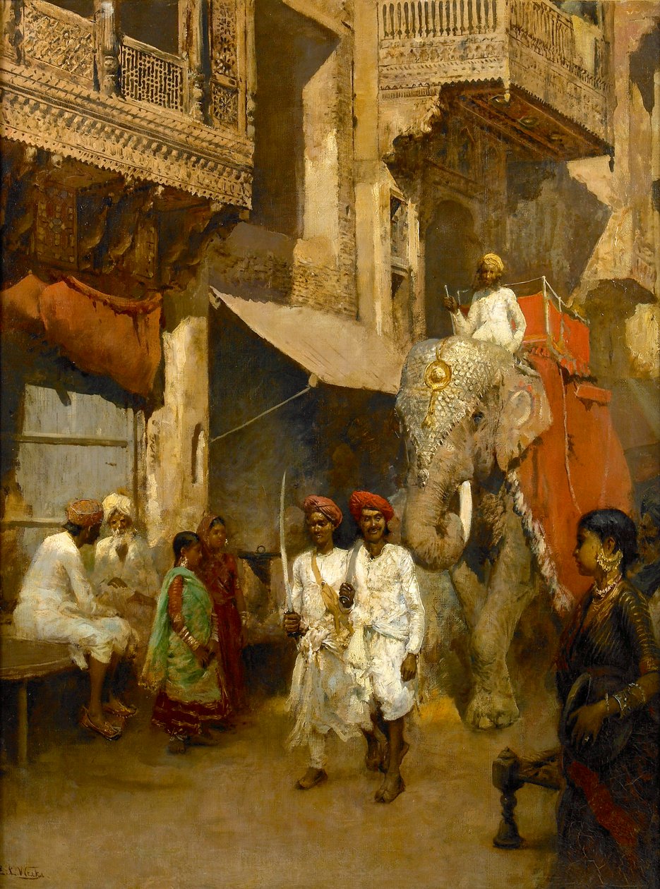 Promenade auf einer indischen Straße von Edwin Lord Weeks