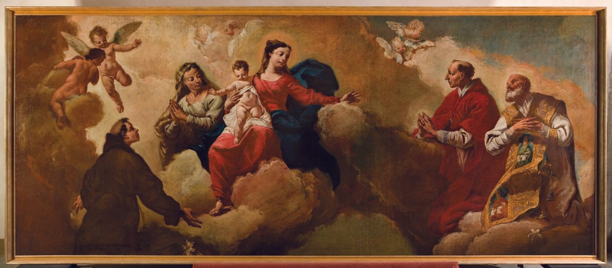 Madonna und Kind mit St. Anna, die St. Antonius und Karl Borromäus erscheint von Egidio dall