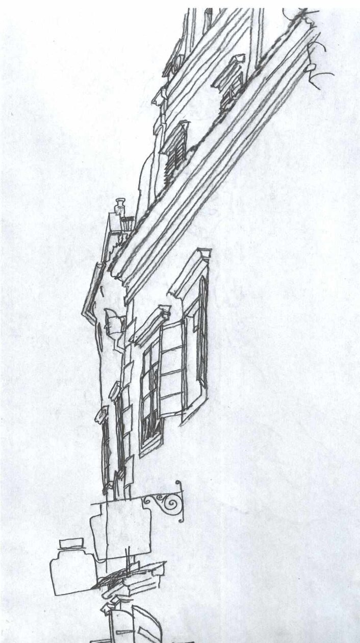 Alte Giebelhäuser in Krumau von Egon Schiele