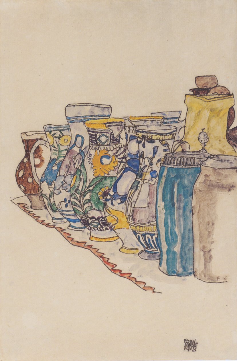 Bemalte Bauernkrüge von Egon Schiele