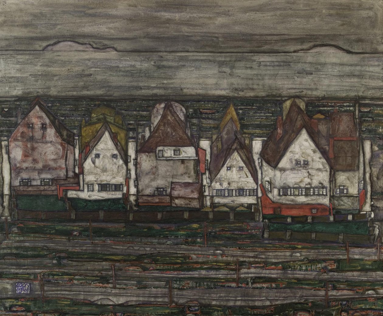 Die Häuser am Meer von Egon Schiele