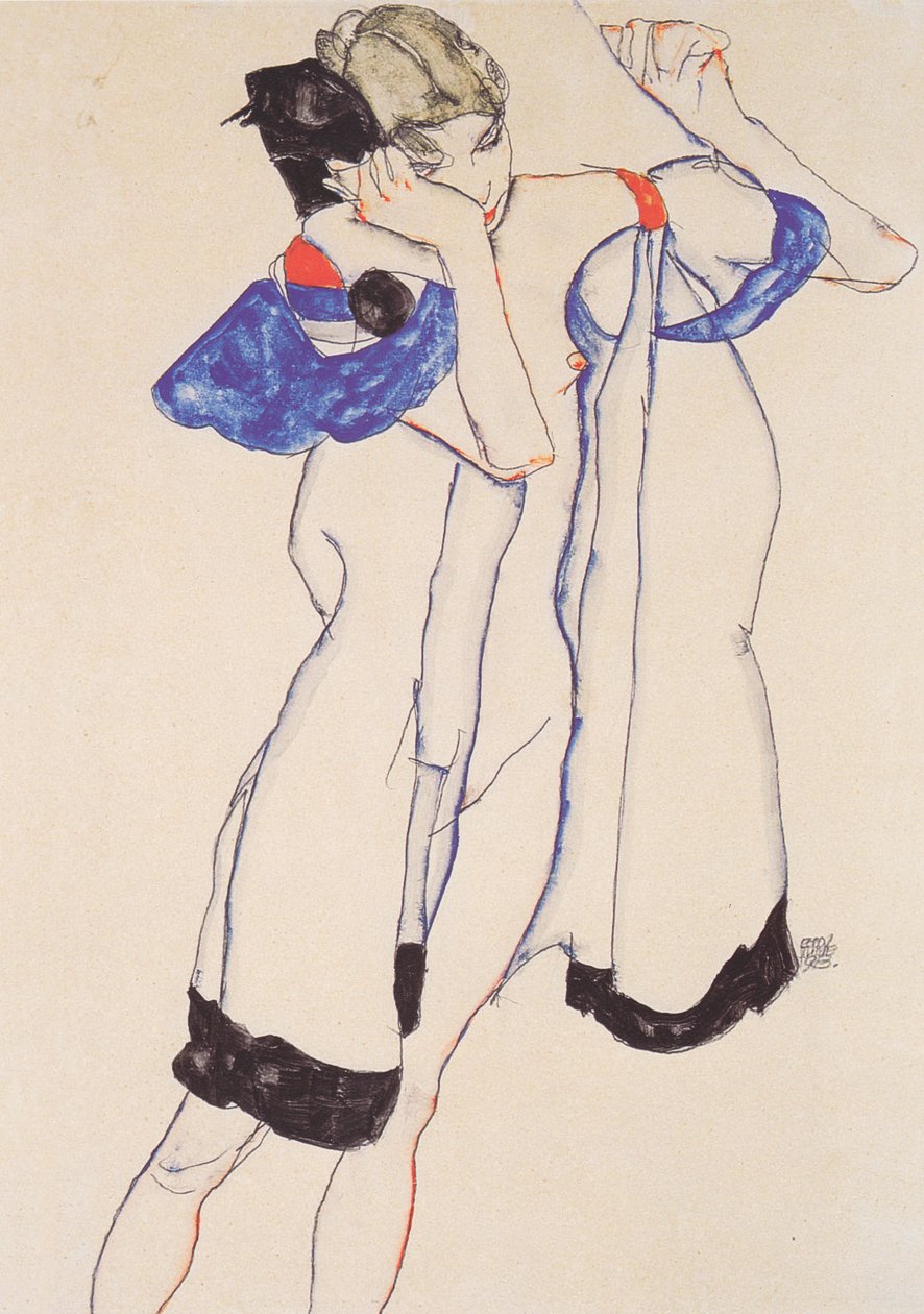 Frau im Morgenrock von Egon Schiele