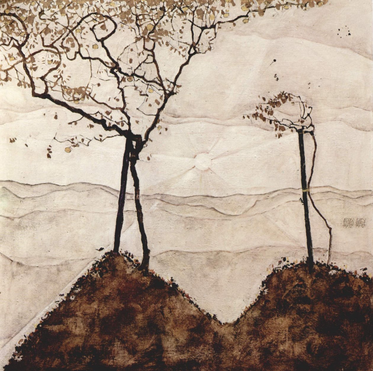 Herbstsonne und Bäume von Egon Schiele