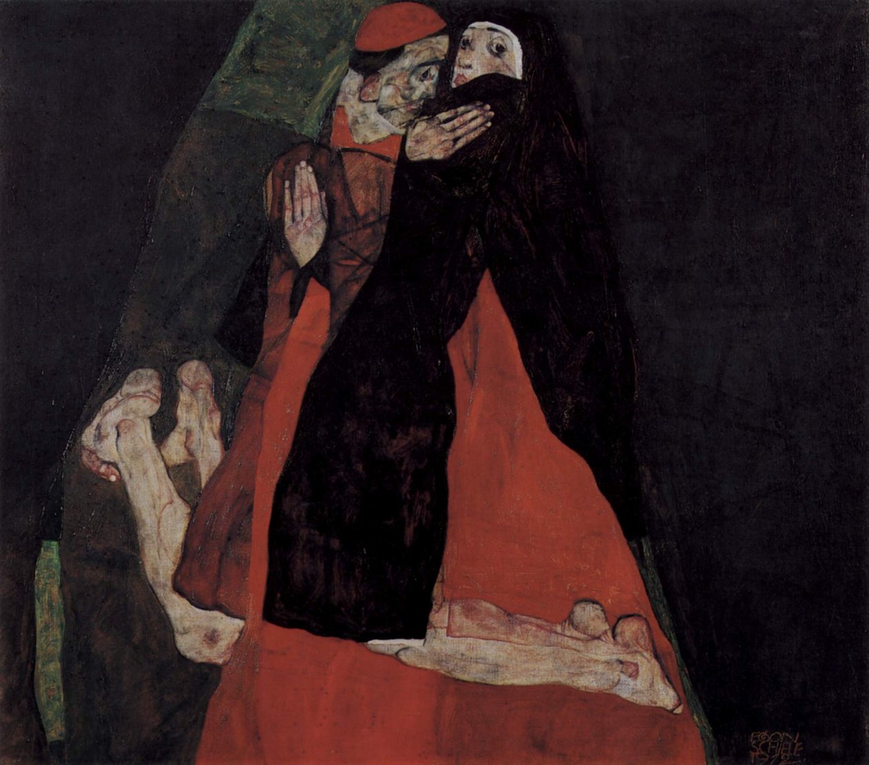 Kardinal und Nonne oder Die Liebkosung von Egon Schiele