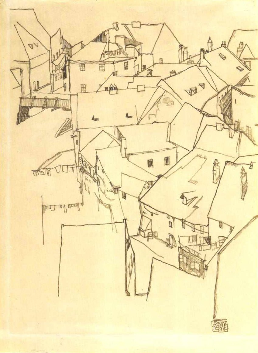 Krumauer Stadtviertel von Egon Schiele