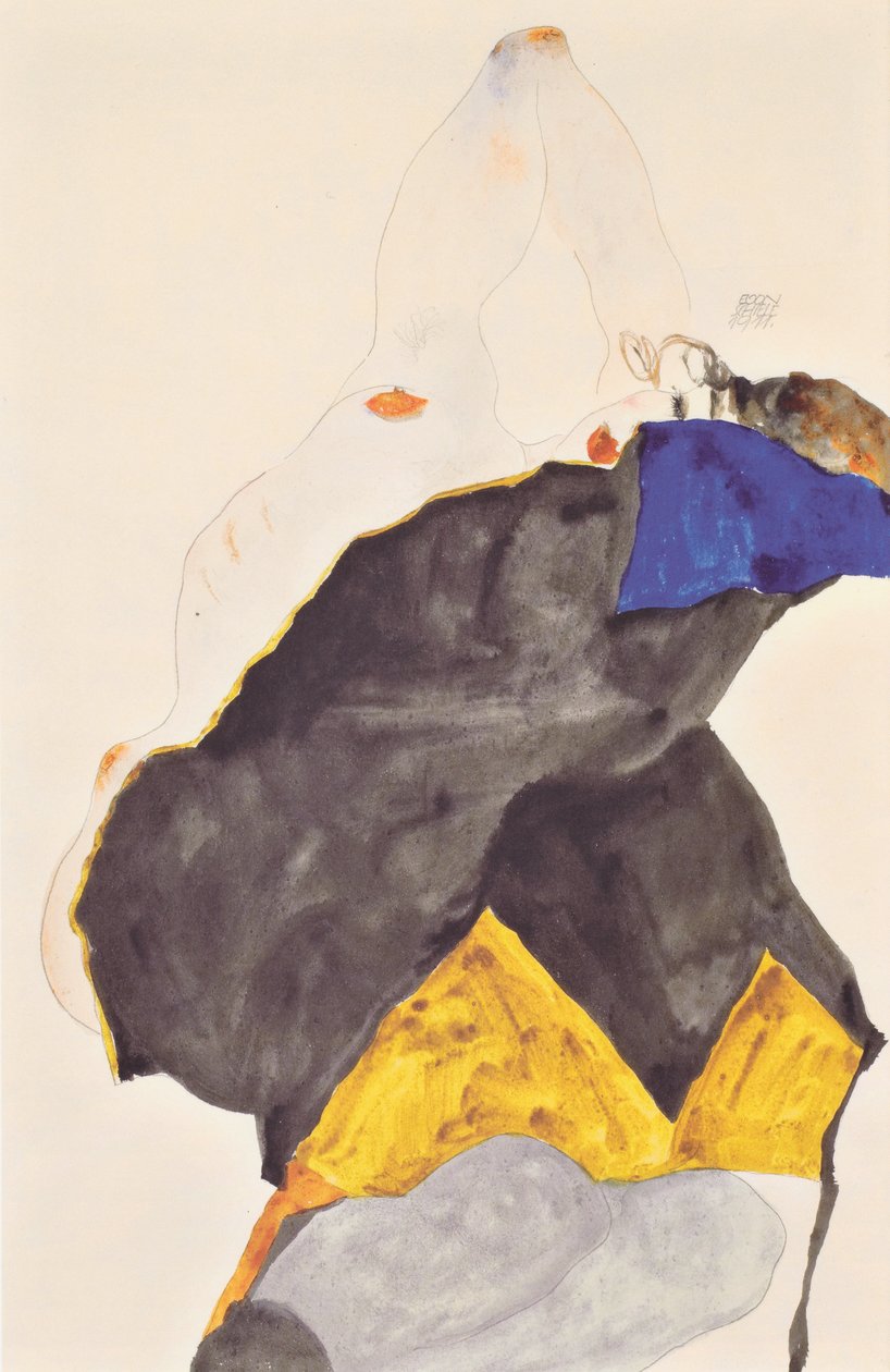 Mädchen mit erhobenen Ellbogen von Egon Schiele