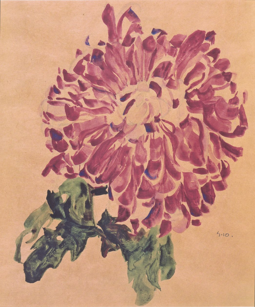 Rote Chrysantheme von Egon Schiele