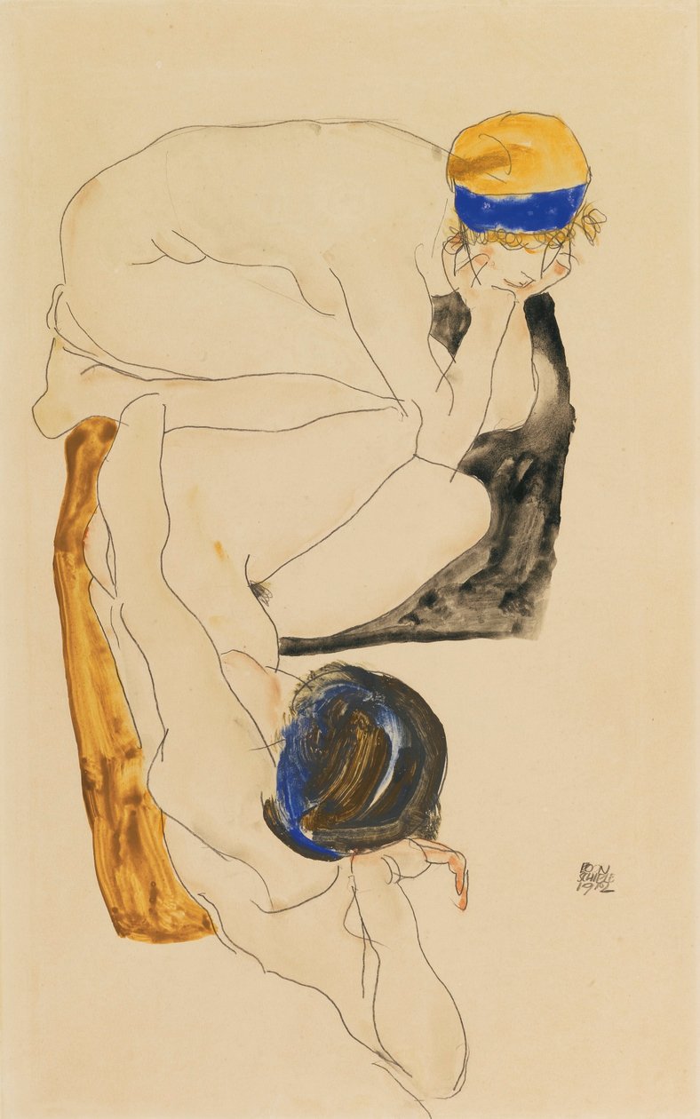 Zwei liegende Figuren von Egon Schiele