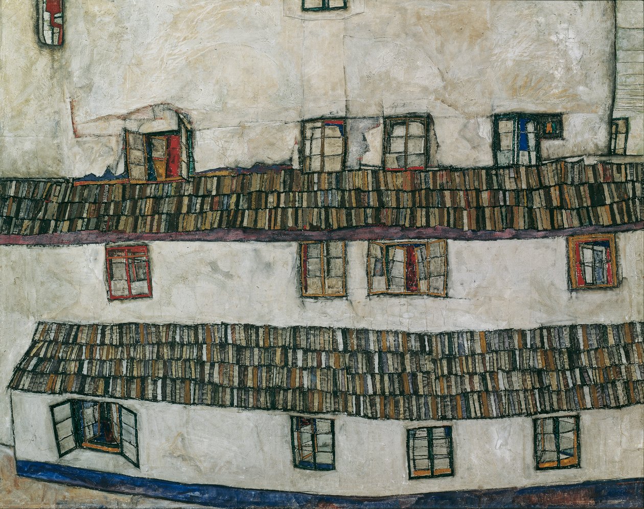 Hauswand (Fenster) von Egon Schiele