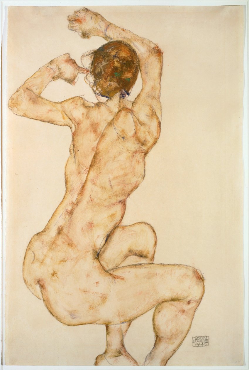 Akt mit erhobenen Armen von Egon Schiele