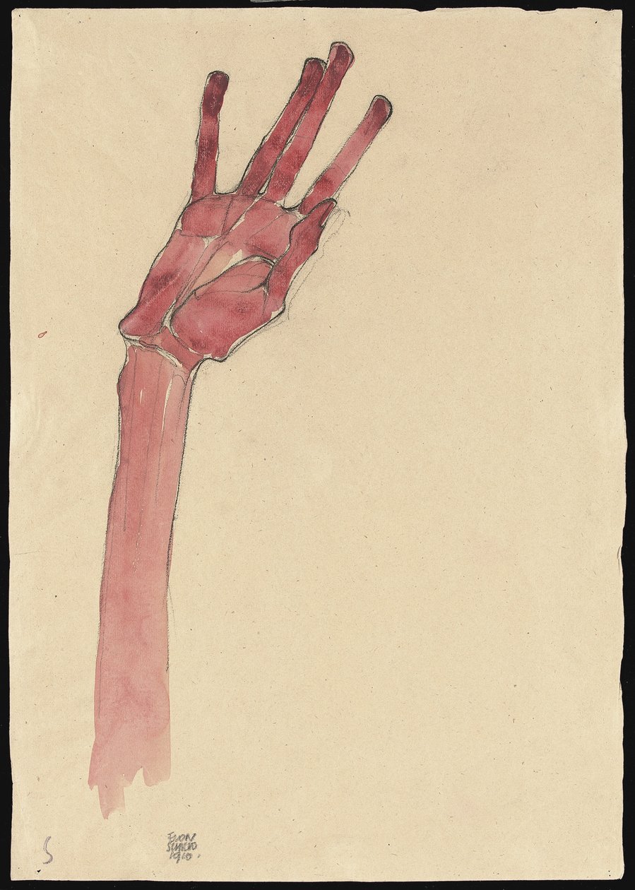 Erhobene rote Hand, 1910 von Egon Schiele