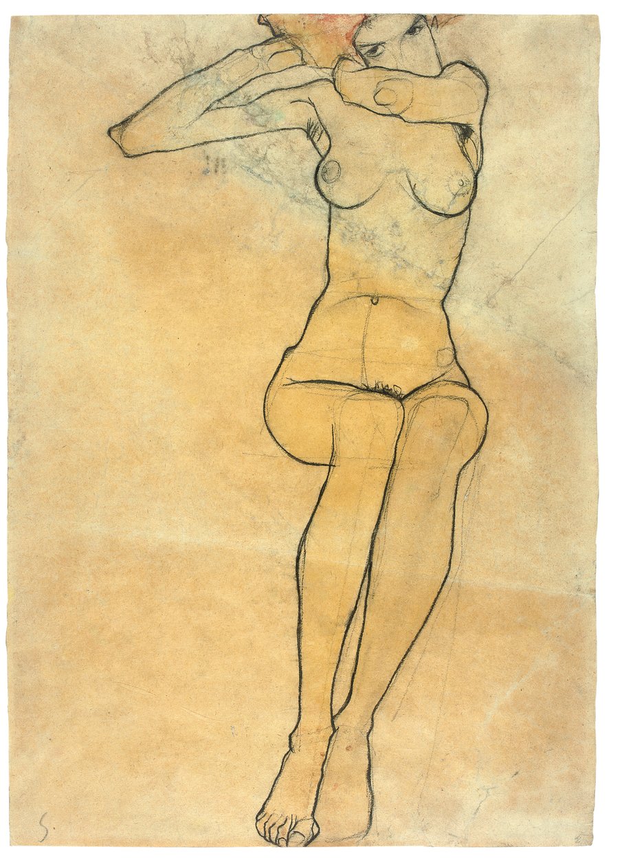 Sitzender Akt, 1910 von Egon Schiele
