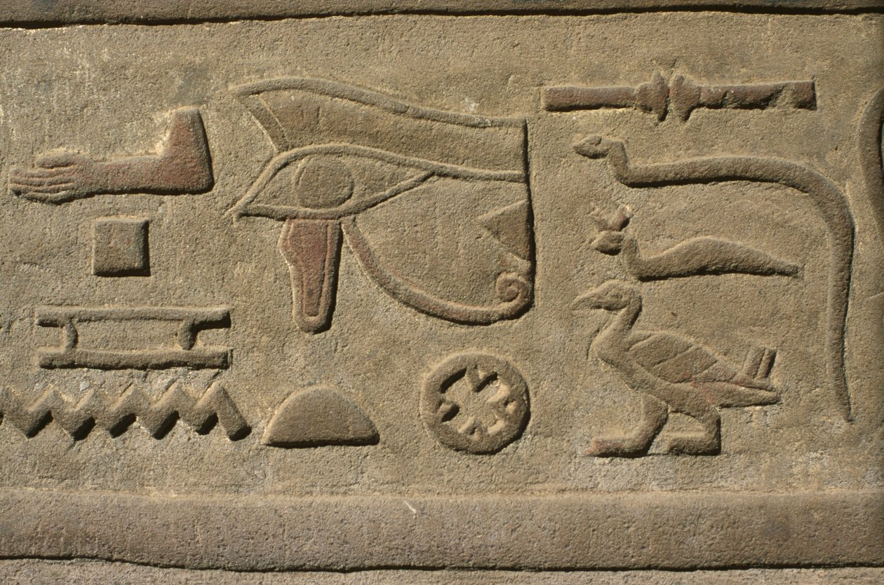 Detail eines Reliefs, Hieroglyphen von Egyptian