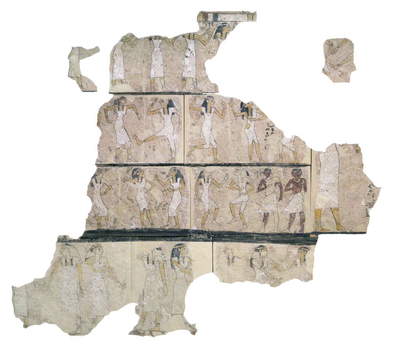 Fragment eines Wandgemäldes, das tanzende Mädchen darstellt (Detail) von Egyptian