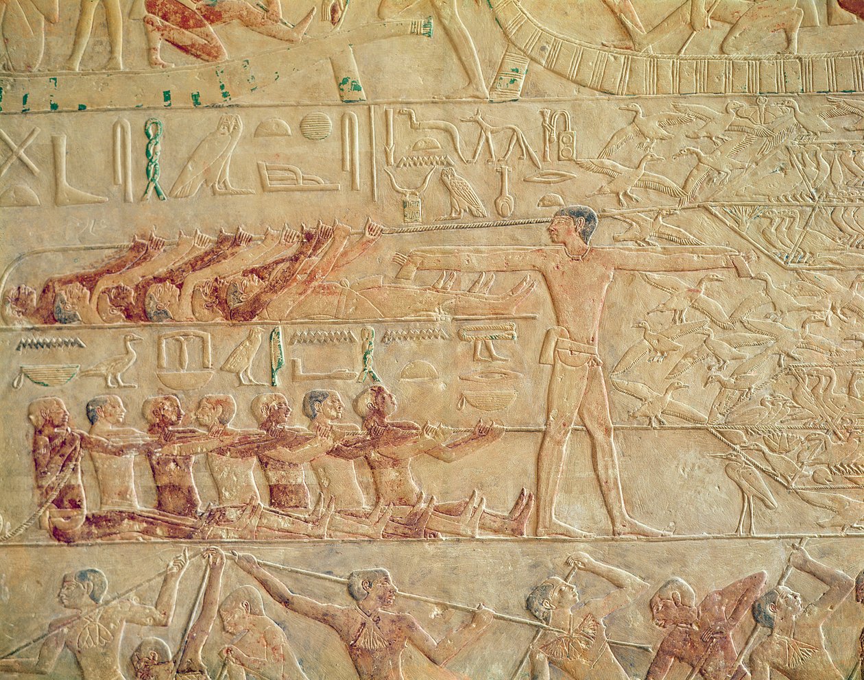 Relief (darstellend Männer beim Üben), aus der Mastaba von Ptah-Hotep und Akhti-Hotep, Altes Reich von Egyptian 5th Dynasty