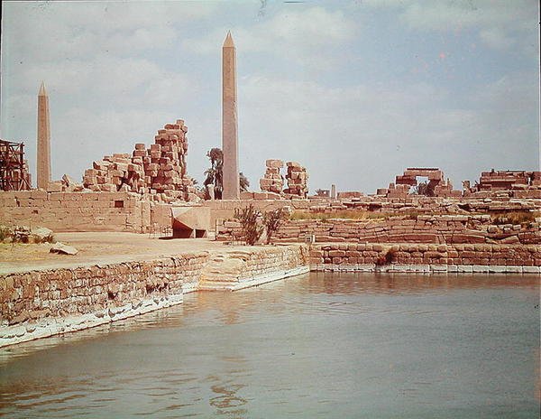 Blick auf den Heiligen See, Tempel des Amun von Egyptian