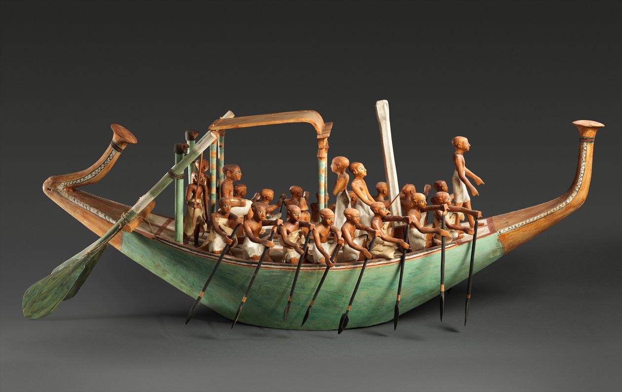 Modell eines Paddelbootes, Mittleres Reich von Egyptian 12th Dynasty
