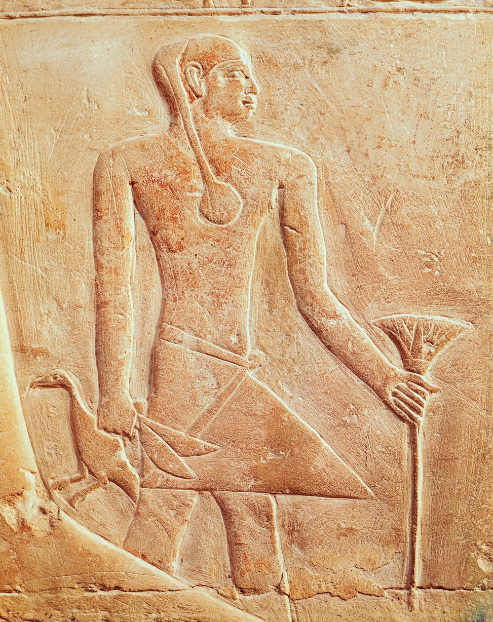 Diener und Vogel, Relief von Egyptian 5th Dynasty