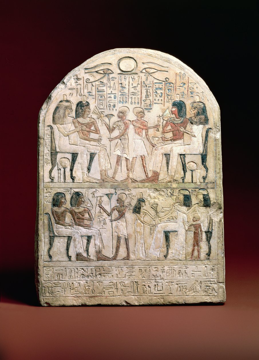 Grabstele, 156 v. Chr. (bemalter Kalkstein) von Egyptian Ptolemaic Period