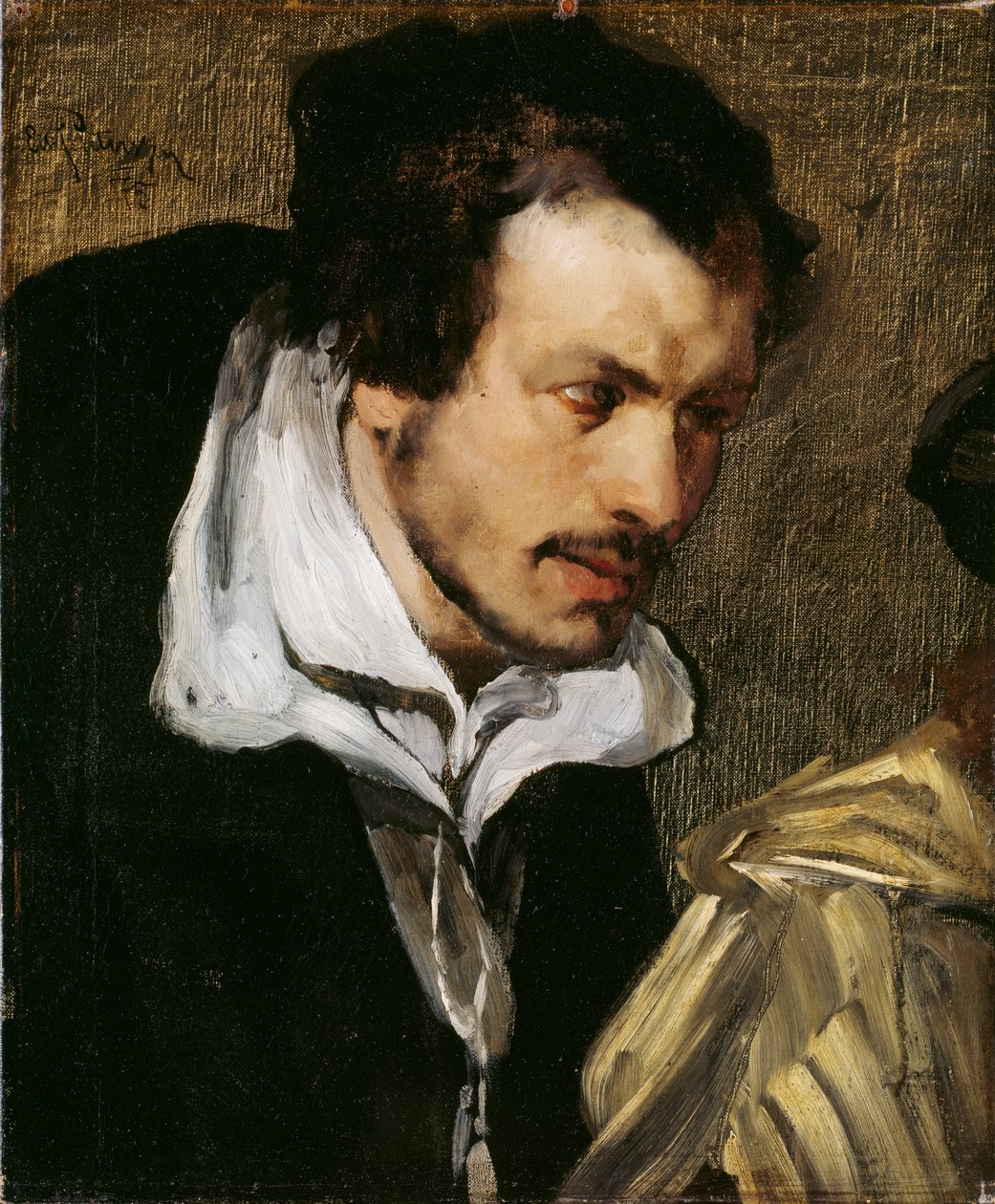 Didrik Slagheck. (Porträtstudie zu Christian II. unterzeichnet das Todesurteil von Torben Oxe) von Hjalmer Eilif Emanuel Peterssen