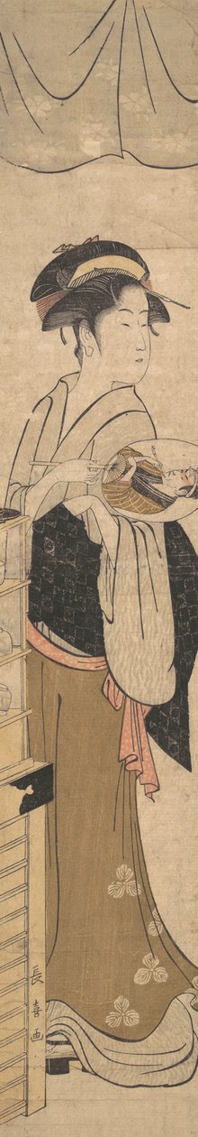 Junge Dame mit Fächer von Eishōsai Chōki