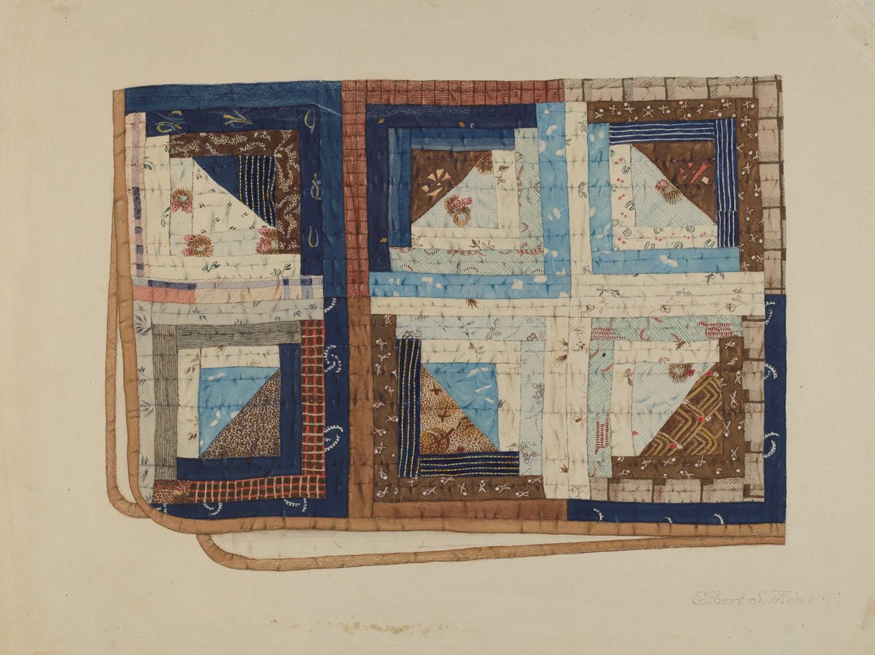 Blockhütten-Quilt von Elbert S. Mowery