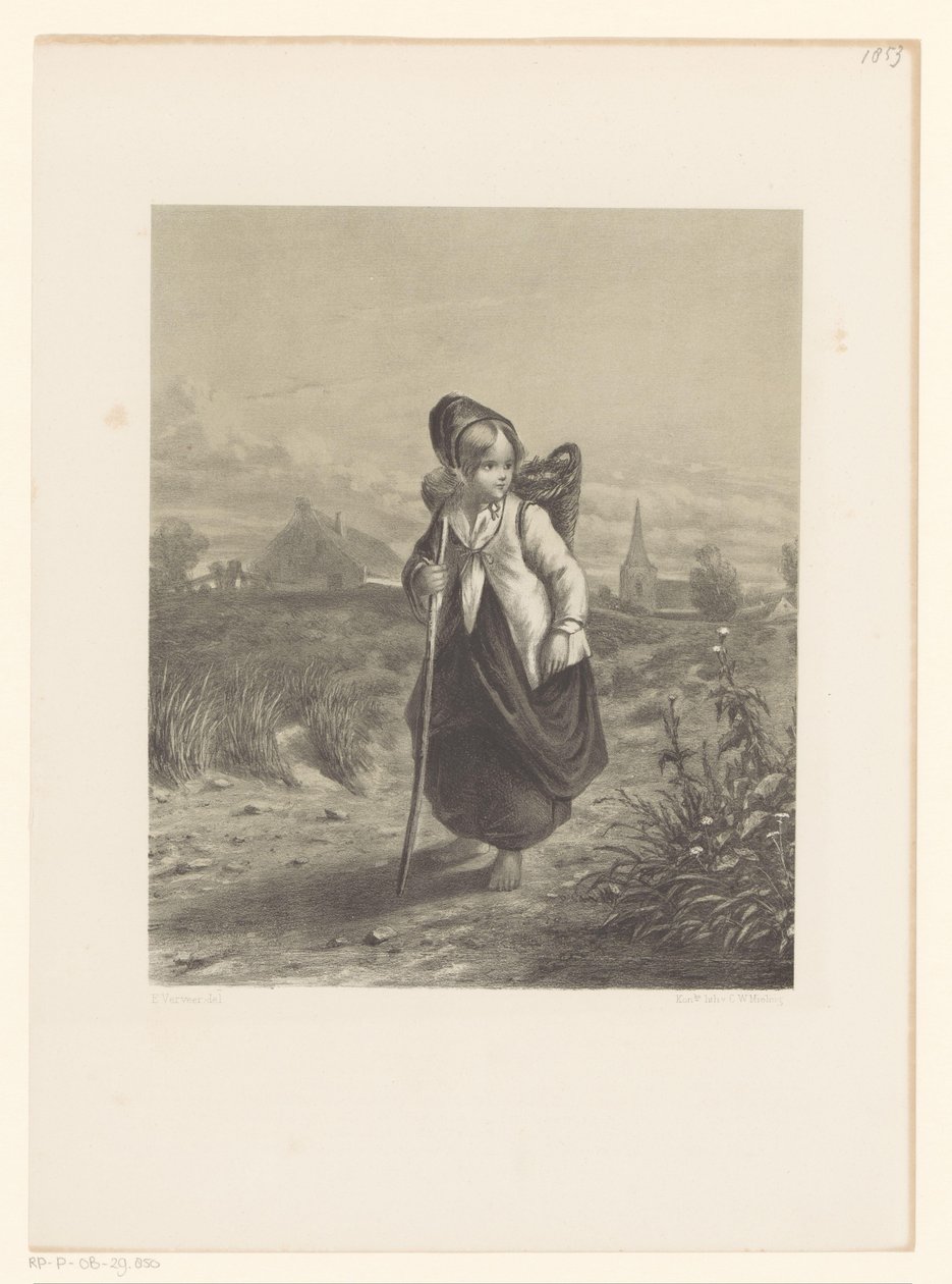 Mädchen mit Korb auf dem Rücken von Elchanon Verveer