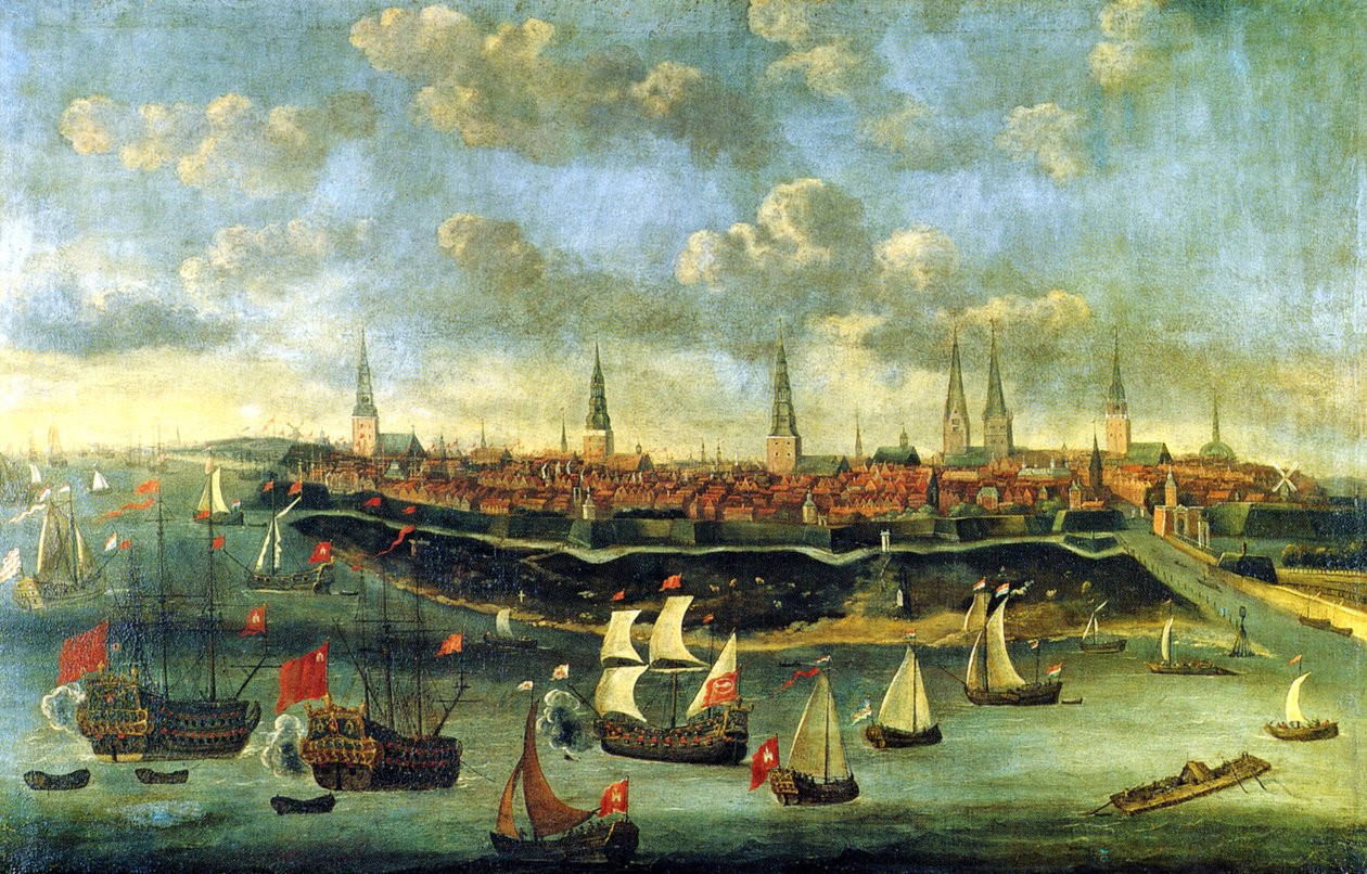 Konvoischiffe auf der Elbe von Elias Gallis