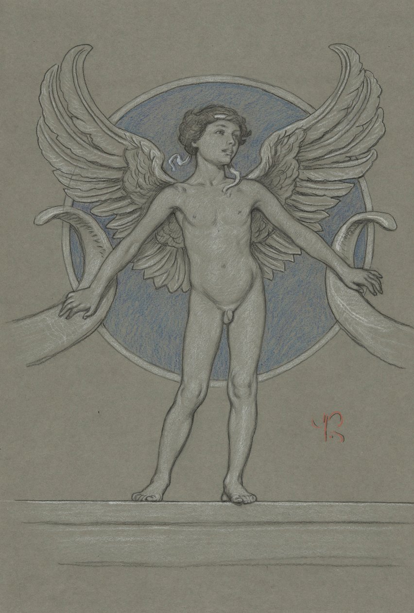 Junge mit Flügeln und Füllhorn von Elihu Vedder