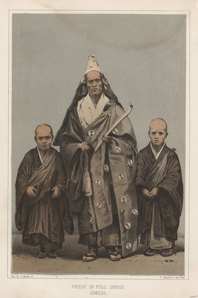 Priester in Festkleidung, Simoda, 1855 von Eliphalet Brown