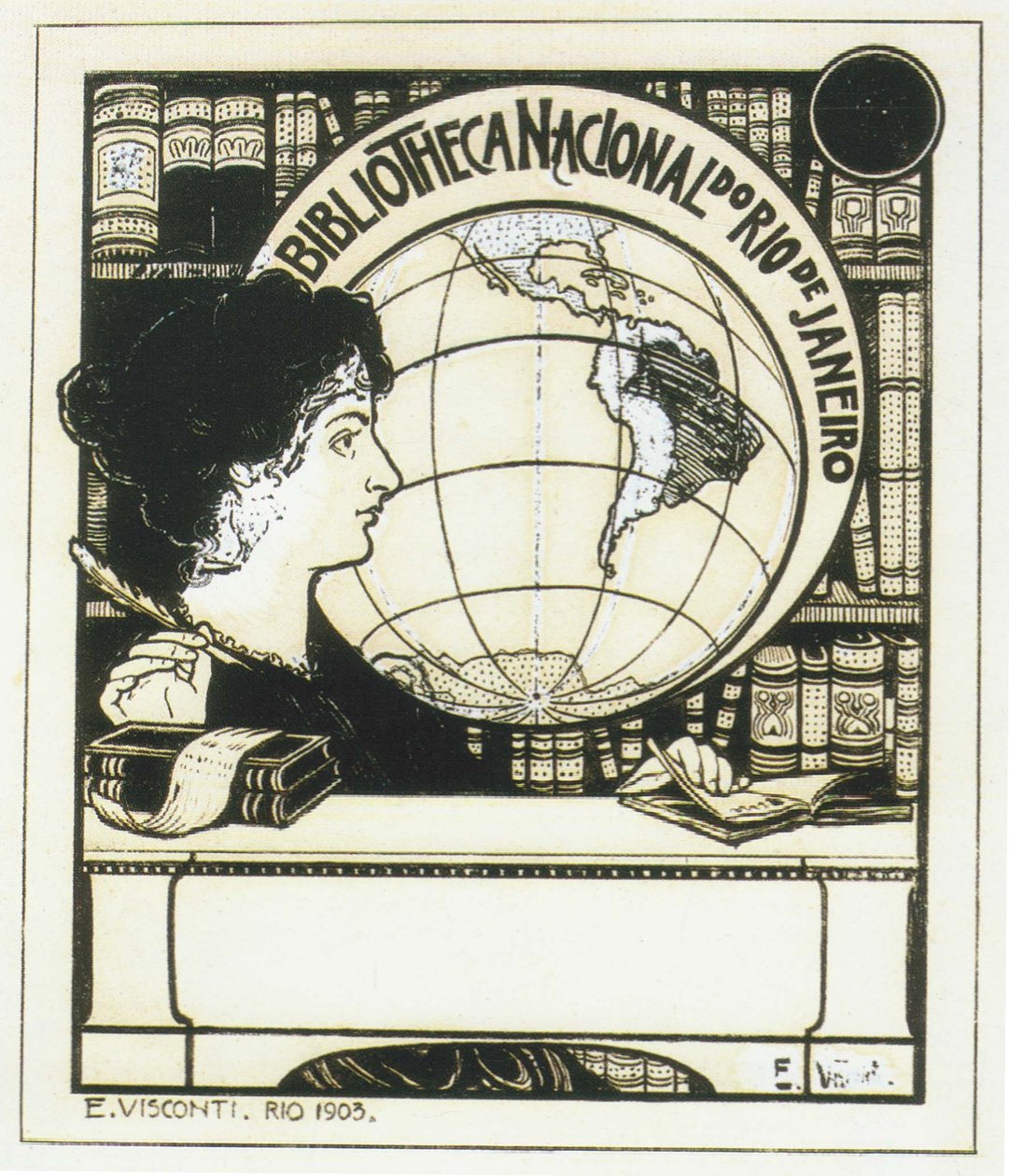 Ex-libris der Nationalbibliothek von Brasilien von Eliseu Visconti