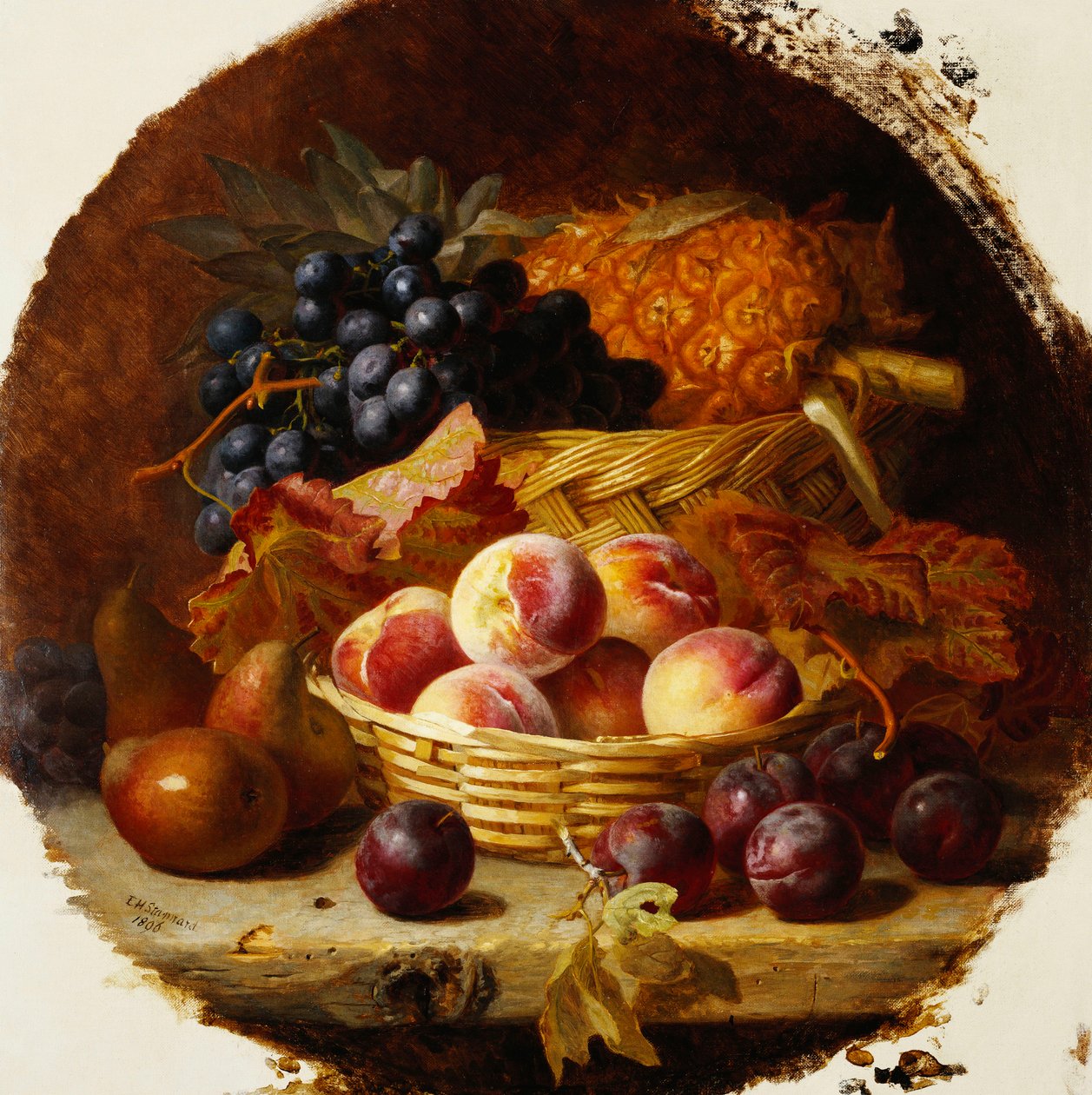 Pfirsiche, Pflaumen, Birnen und Ananas, 1896 von Eloise Harriet Stannard