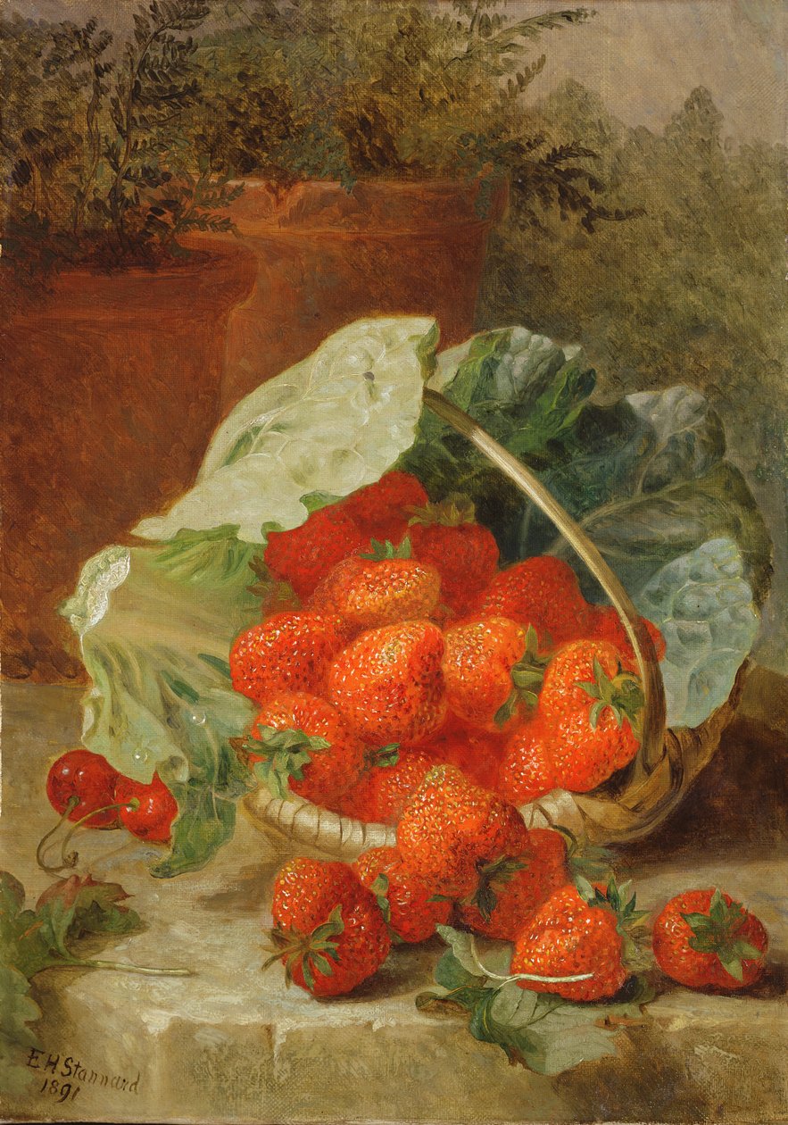 Erdbeeren in einem Kohlblatt, 1891 von Eloise Harriet Stannard