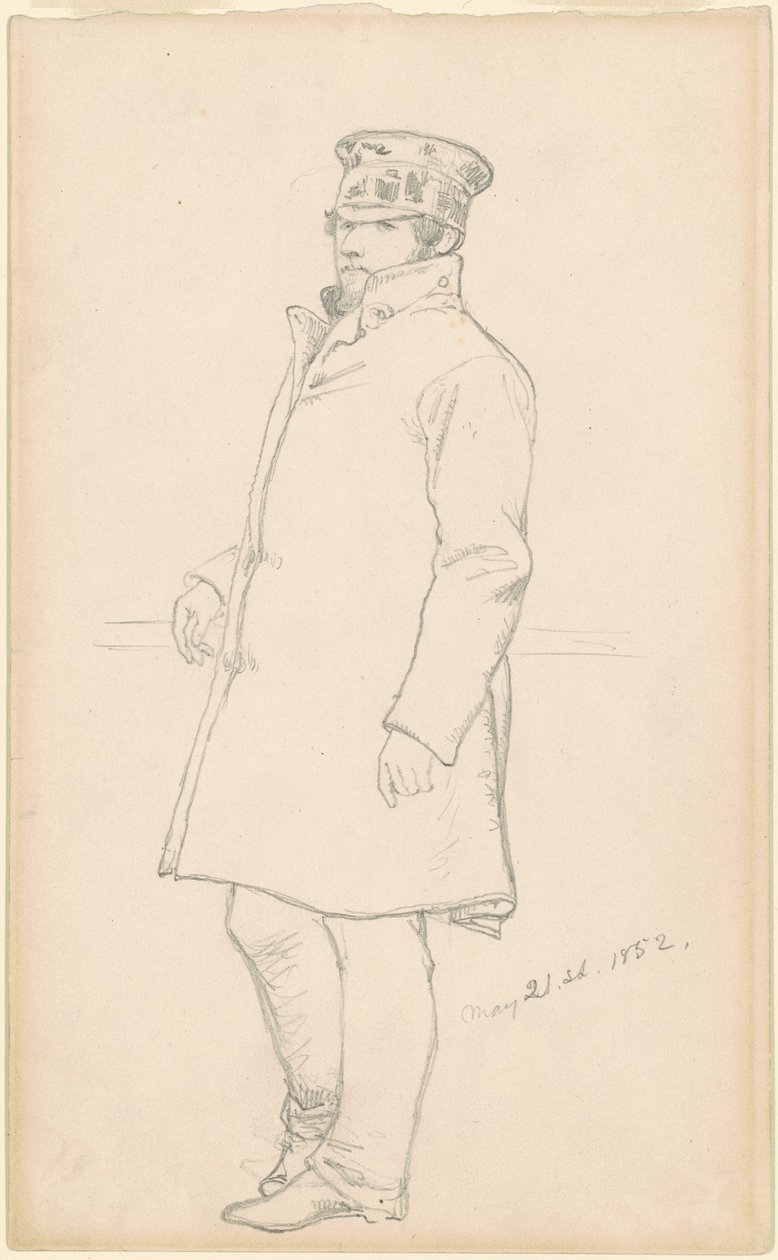 Mann mit Mütze und Mantel von Emanuel Gottlieb Leutze