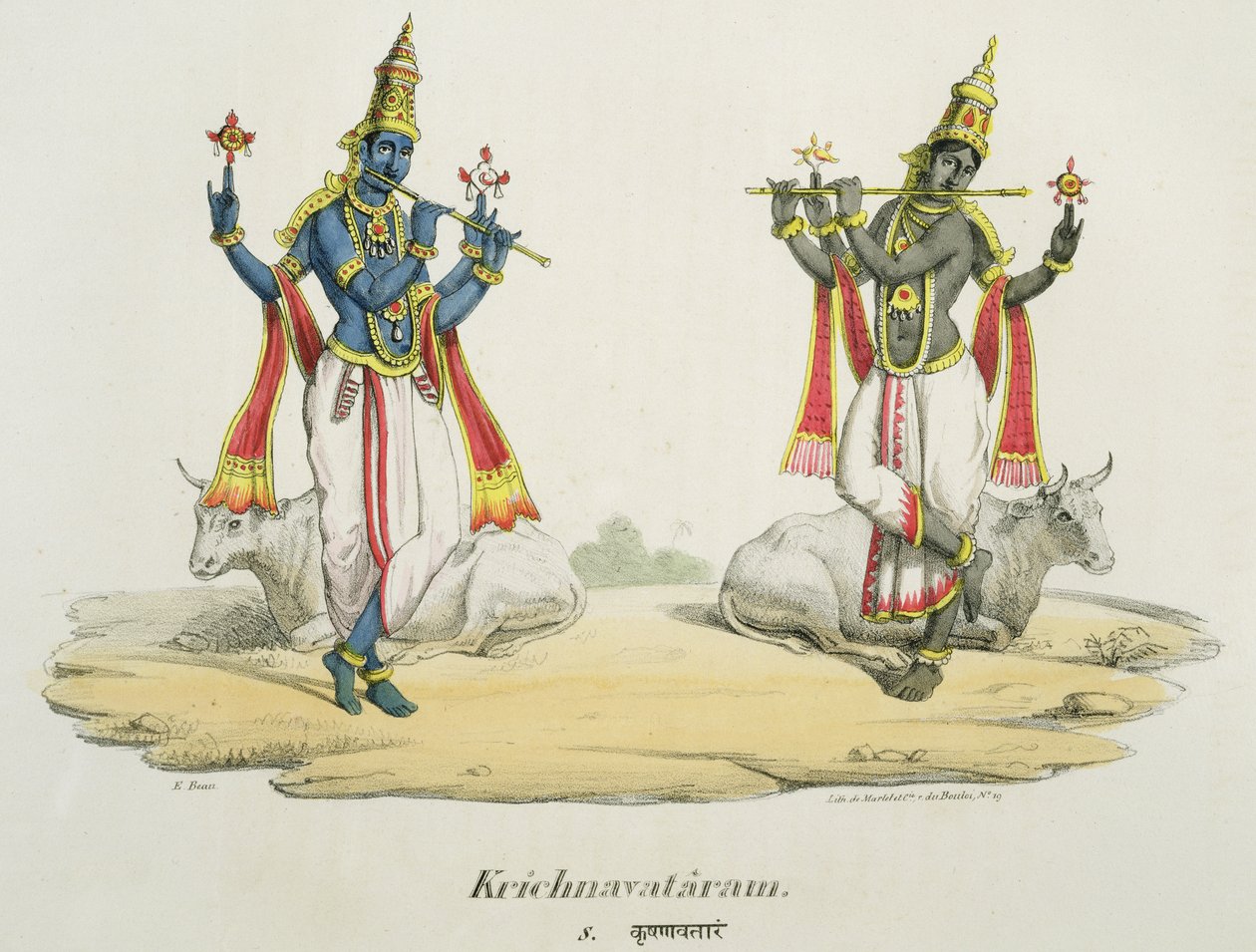 Krishna Venugopala, graviert von de Marlet und du Bouloi von Emil Beau