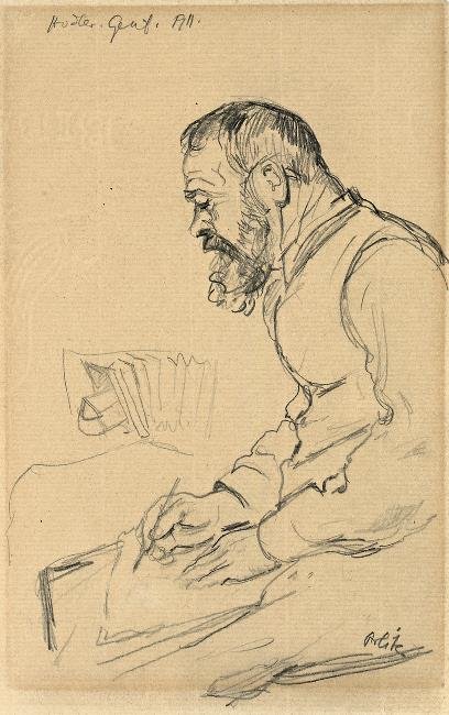 Ferdinand Hodler zeichnend Genf 1911 von Emil Orlik