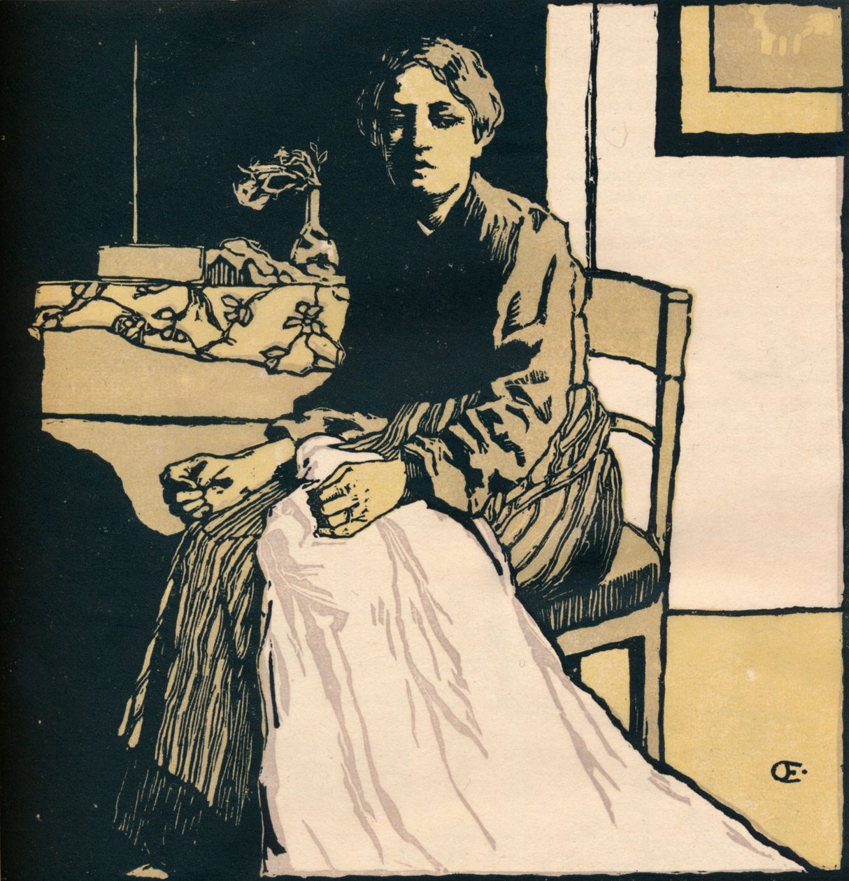 Die Näherin, ca. 1900 von Emil Orlik
