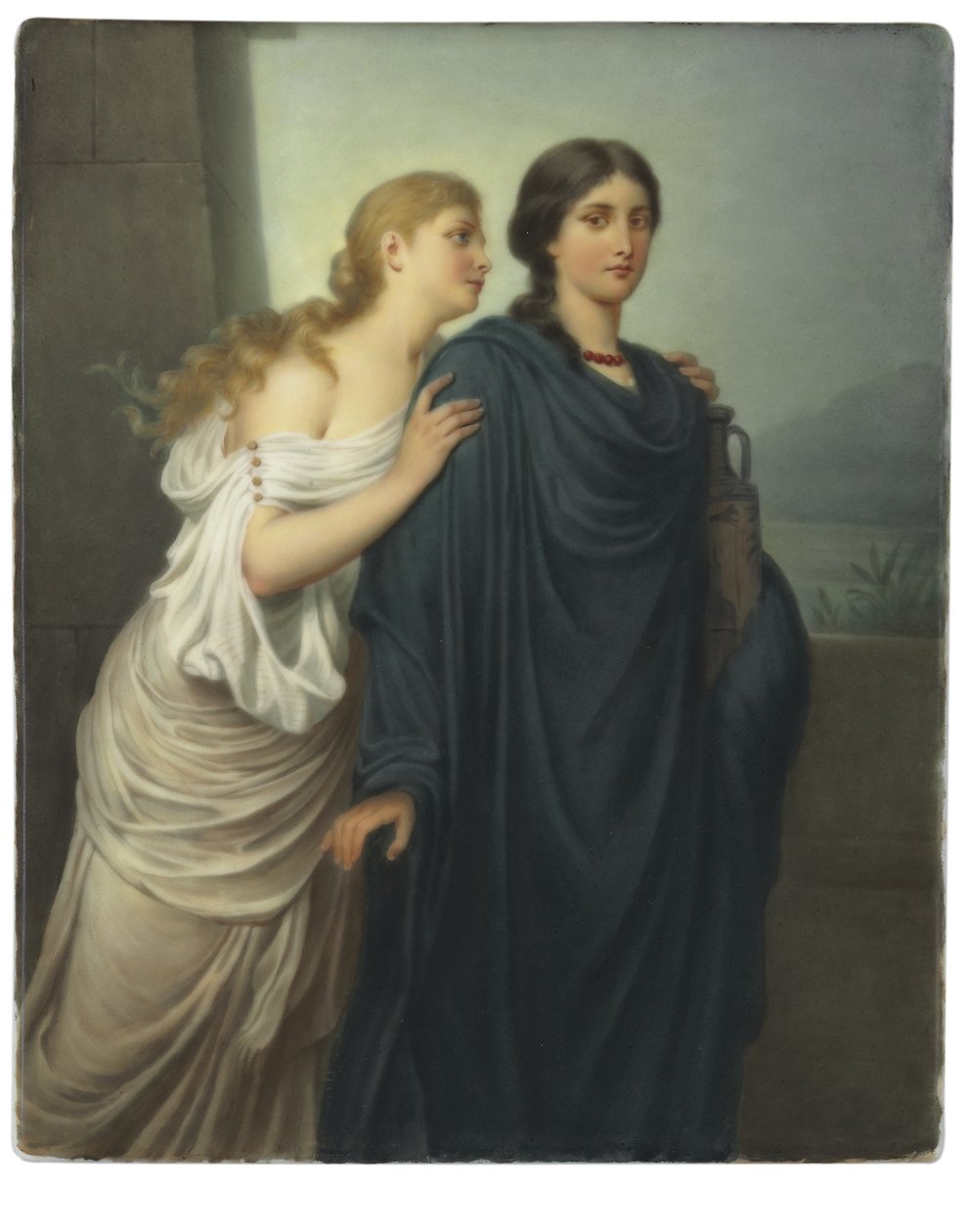 Rechteckige Plakette, Antigone und Ismene von Emil Teschendorff