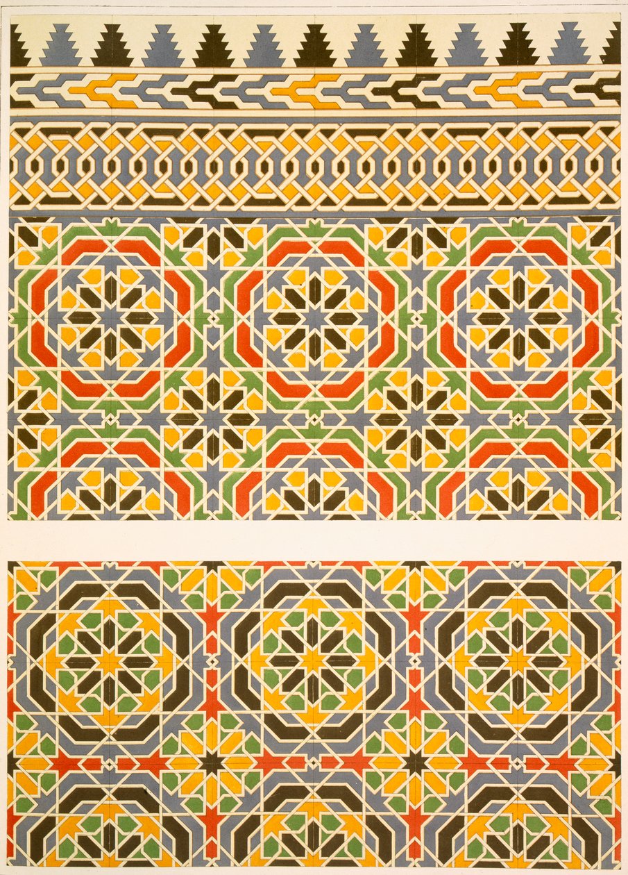 Geometrische Keramikdekoration aus der Moschee von Cheykhoun, 19. Jahrhundert von Emile Prisse d