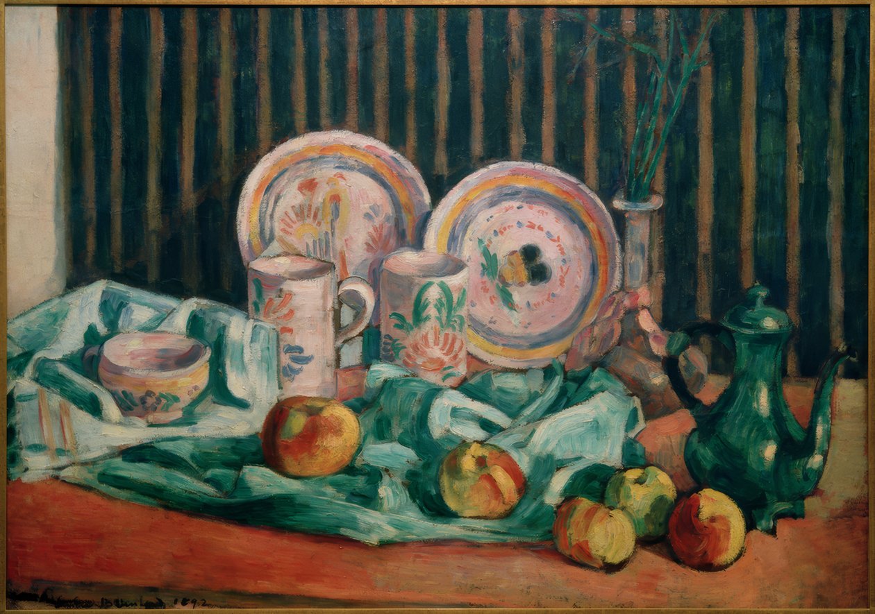 Stillleben mit Äpfeln und bretonischer Keramik von Emile Bernard