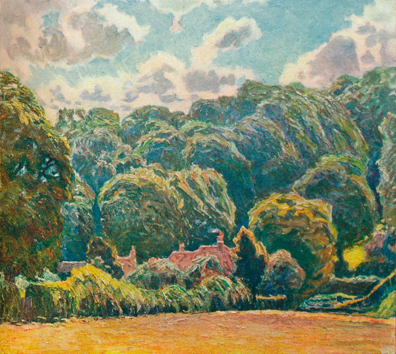 Ein bewaldeter Hang, Upton Grey, um 1914 von Emile Claus