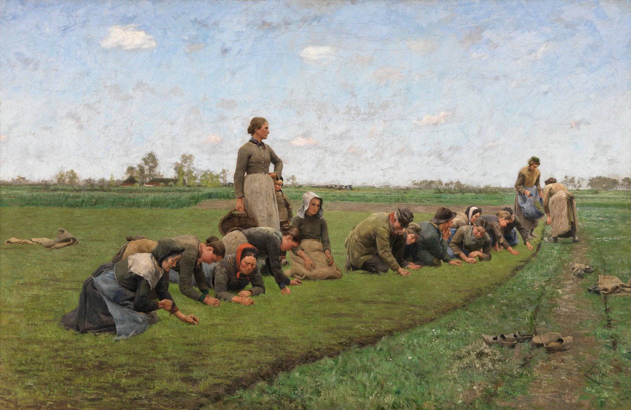 Flachsjäten in Flandern von Emile Claus