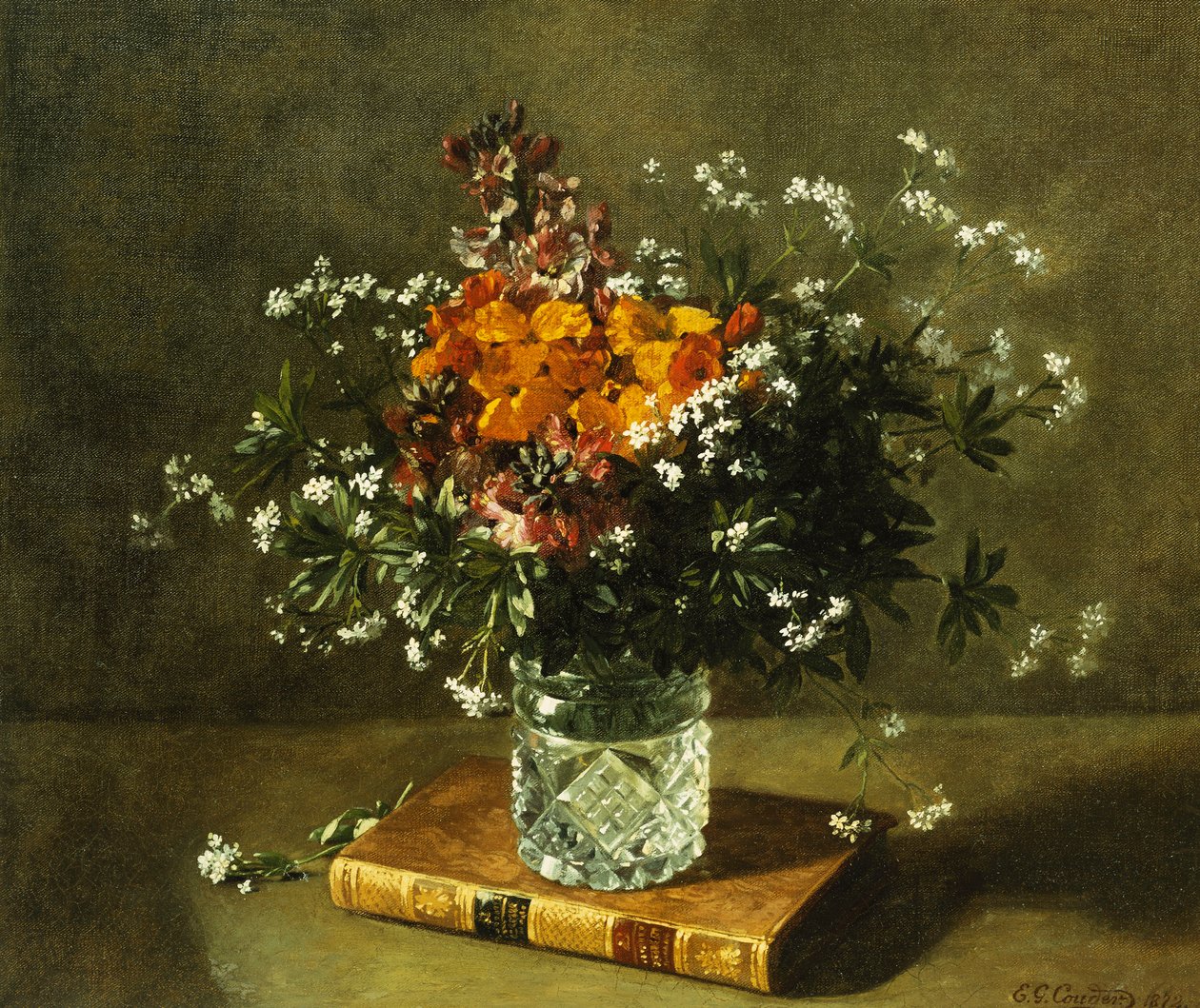 Ein Blumenstillleben, 1872 von Emile Gustave Couder